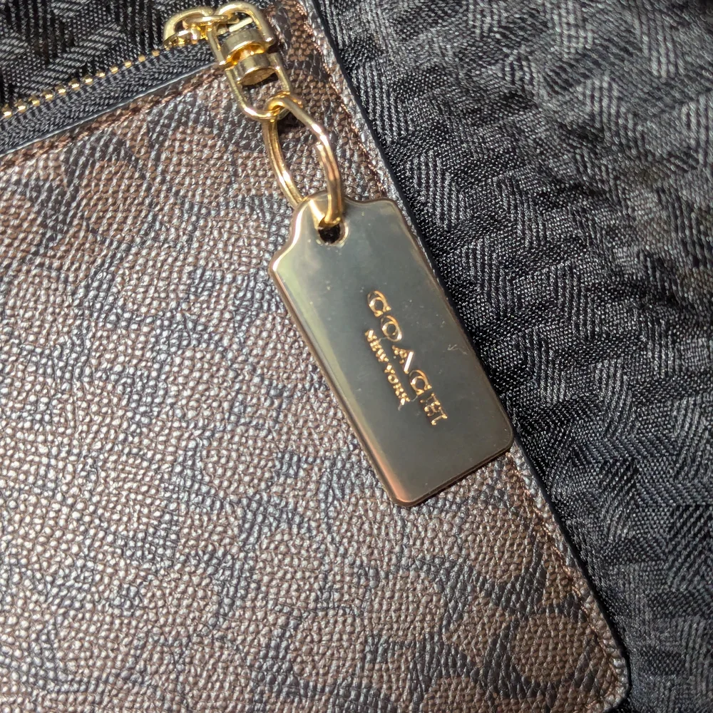 Dark Brown Leather Coach Long Pouch with Gold Accents. - Picture 2 of 4